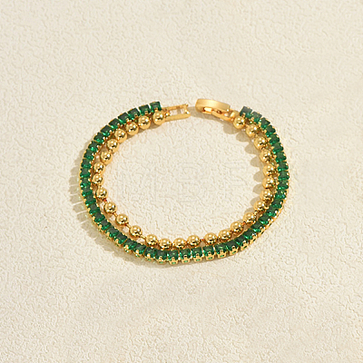 Elegant Brass Micro Pave Cubic Zirconia Tennis Bracelets DE3220-1-1