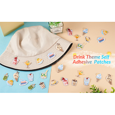 22Pcs 11 Style Summer Theme Food Computerized Embroidery Cloth Self Adhesive Patches DIY-BT0001-56-1