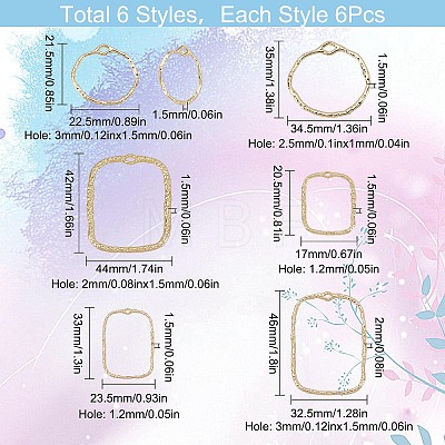 36Pcs 6 Styles Alloy Open Back Bezel Pendants FIND-SC0004-14-1