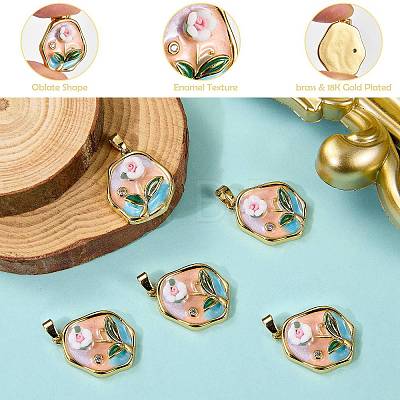 5Pcs Brass Enamel Pendants KK-SZ0002-58A-1