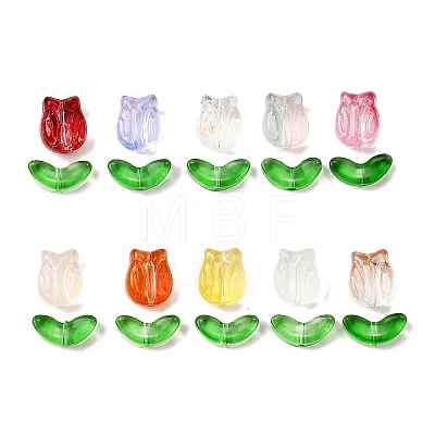 40Pcs 2 Styles Transparent Glass Beads GLAA-FP0001-26-1