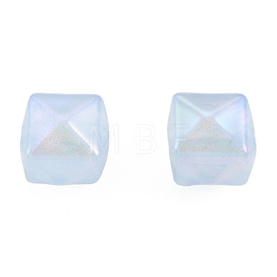 Rainbow Iridescent Plating Acrylic Beads OACR-N010-077-1