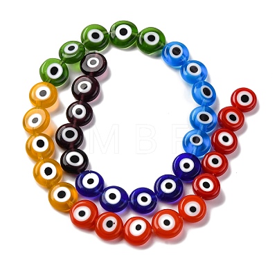 Chakra Theme Handmade Evil Eye Lampwork Beads Strands LAMP-G164-07C-1