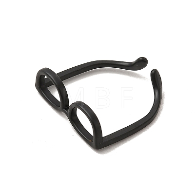 Brass Glasses Frame Open Cuff Ring for Women X-RJEW-F140-140EB-1