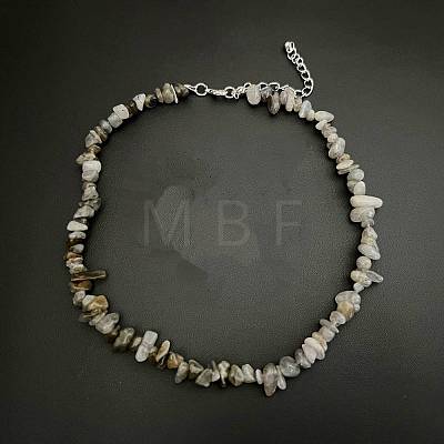 Natural Feldspar Chip Beaded Necklaces for Women IW6789-37-1