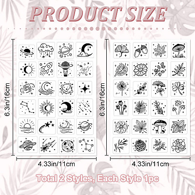 CRASPIRE 2 Sheets 2 Styles PVC Plastic Stamps DIY-CP0009-95-1