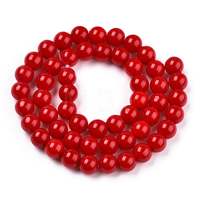 Opaque Solid Color Glass Beads Strands GLAA-T032-P8mm-04-1
