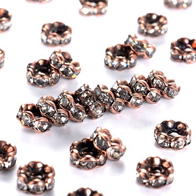 Brass Rhinestone Spacer Beads RB-A014-L6mm-01R-NF-1