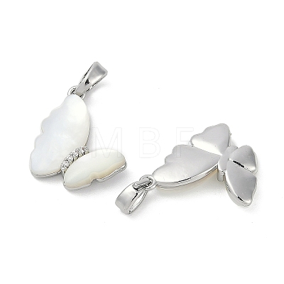 Natural White Shell Butterfly Pendants KK-U043-25P-1