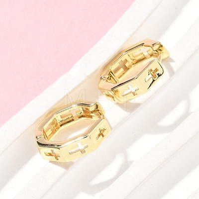 Hollow Cross Brass Hoop Earrings EJEW-Z102-41G-1