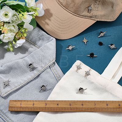 12Pcs Star Alloy Pave Rhinestone Clip Lapel Pin Backs for Clothes JEWB-FG0001-83-1