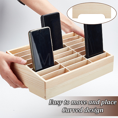 24-Grid Wooden Cell Phone Storage Box AJEW-WH0258-969A-1