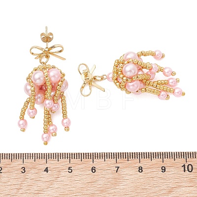3 Pairs Handmade Glass Seed Beads Dangle Stud Earrings EJEW-MZ00708-01-1