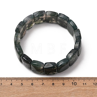 Natural Moss Agate Beads Stretch Bracelets for Women Men BJEW-A168-02-1
