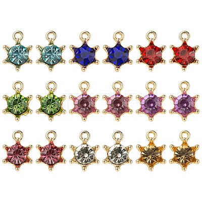 20Pcs 9 Color Alloy Rhinestone Pendants FIND-YW0003-86-1