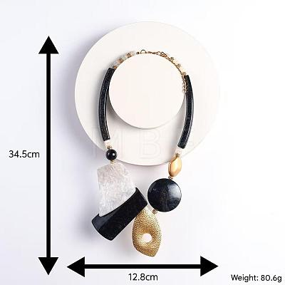 Boho Exaggerated Acrylic Geometric Bib Necklaces with Alloy Chains for Women WGBF397-02-1