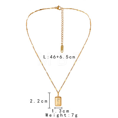 304 Stainless Steel Birth Flower Tag Pendant Necklaces for Women WG25FDF-07-1