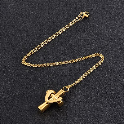 Stainless Steel Cross Cremation Urn Pendant Necklaces BOTT-PW0009-001G-1