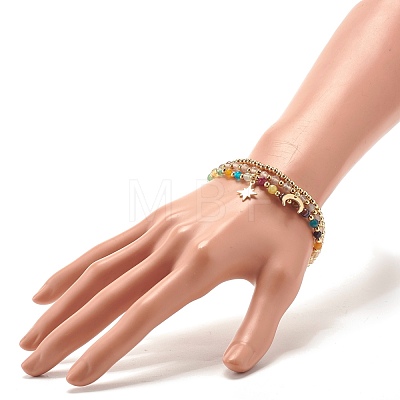 Natural Agate Round Beads Stretch Bracelets BJEW-JB07294-01-1