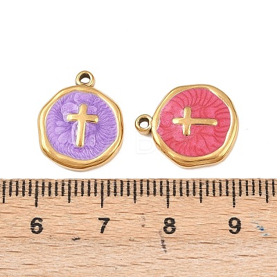 304 Stainless Steel Enamel Pendants STAS-P425-01G-06-1
