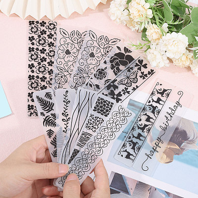 Globleland 12Pcs 12 Styles Transparent Plastic Embossing Template Folders AJEW-GL0002-19-1