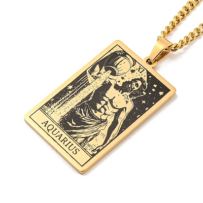 304 Stainless Steel Tarot Pendant Necklaces NJEW-A026-01G-11-1