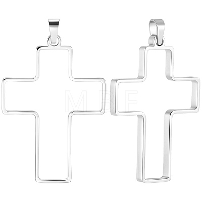12Pcs 304 Stainless Steel Open Back Bezel Pendants PALLOY-BBC00013-1