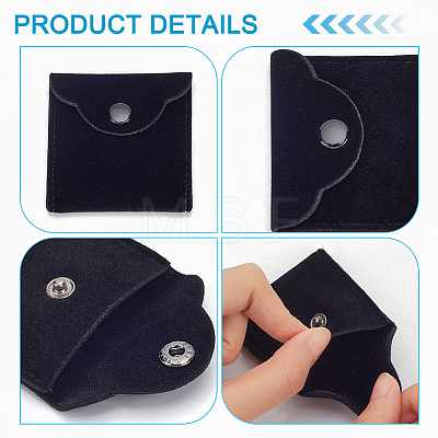 Square Velvet Jewelry Pouches ABAG-WH0012-05B-1