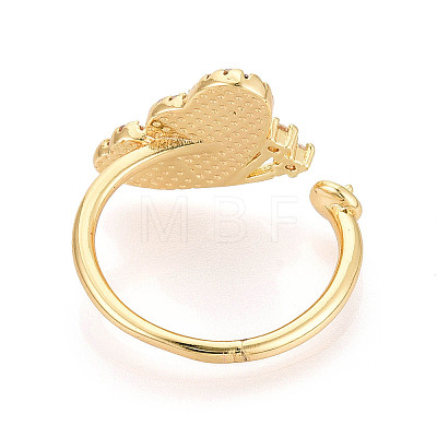 Butterfly Brass Micro Pave Clear Cubic Zirconia & Abalone Shell Cuff Rings Setting KK-T079-32G-1