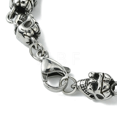 Halloween 304 Stainless Steel Skull Link Chain Bracelets for Women Men BJEW-C063-03AS-1