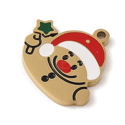 Christmas Theme Ion Plating(IP) 304 Stainless Steel Enamel Pendants STAS-Z083-07G-06-1