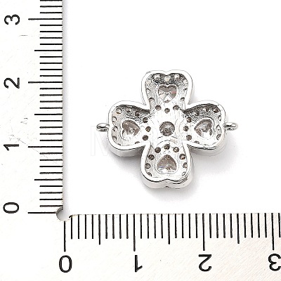 Brass Clear Cubic Zirconia Flower Connector Charms KK-L229-065P-1