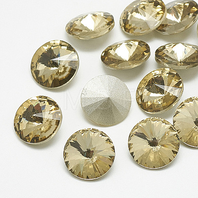 Pointed Back Glass Rhinestone Cabochons X-RGLA-T086-14mm-04-1