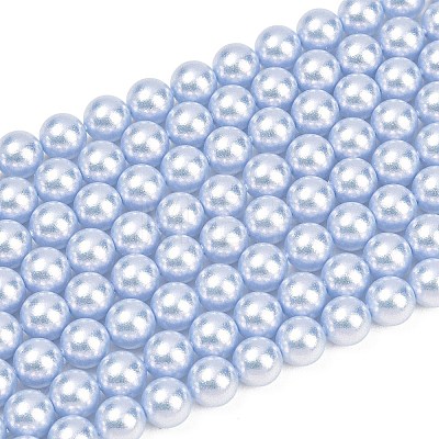 Frosted Glass Pearl Beads Strands GLAA-A044-08A-07-1