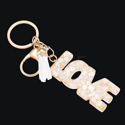Alloy & Resin Tassel Keychainss AJEW-TADJ0001-20G-03-1