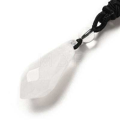 Cone Natural Quartz Crystal Pendant Necklace with Nylon Rope for Women G-H286-08D-1