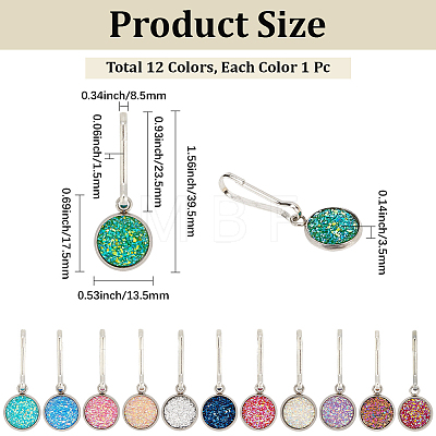 12Pcs Flat Round Alloy Resin Zipper Pulls Charms FIND-CY0002-31-1