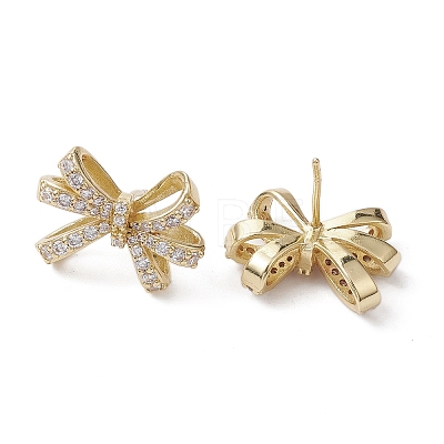 Bowknot Brass Stud Earrings EJEW-M245-03G-1