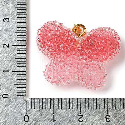 Transparent Resin Dotted Rhinetone Pendants RESI-N040-02G-04-RS-1