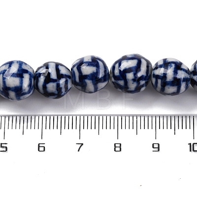 Handmade Blue and White Porcelain Beads Strands PORC-I027-03B-1