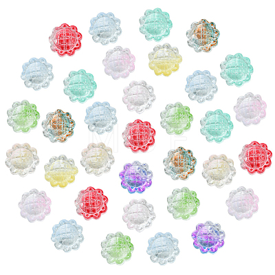 100Pcs Transparent Spray Painted Glass Beads GLAA-CJ0002-26-1