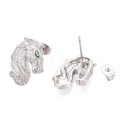 Brass Micro Pave Cubic Zirconia Stud Earrings EJEW-Q033-01P-1