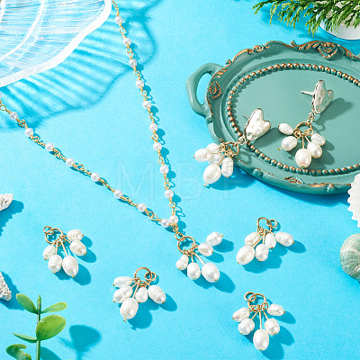 6Pcs Natural Cultured Freshwater Pearl Rice Beaded Pendants PALLOY-TA00380-1