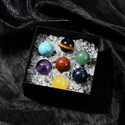 Natural & Synthetic Gemstone Healing Round Ornaments AJEW-FS0001-13B-1