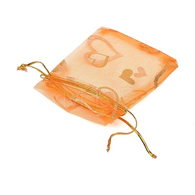 Heart Printed Organza Bags OP-R022-7x9-12-1