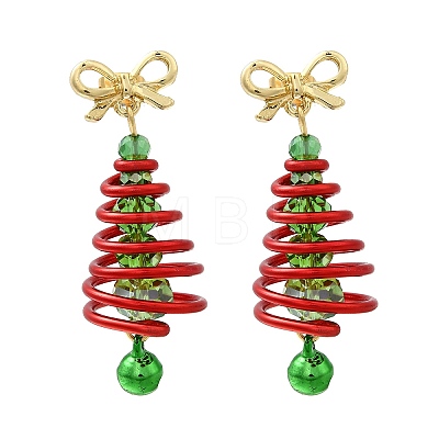 Aluminum Glass Dangle Stud Earrings EJEW-JE06582-1