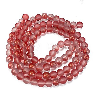 Frosted Transparent Glass Bead Strands GLAA-P065-8mm-06-1