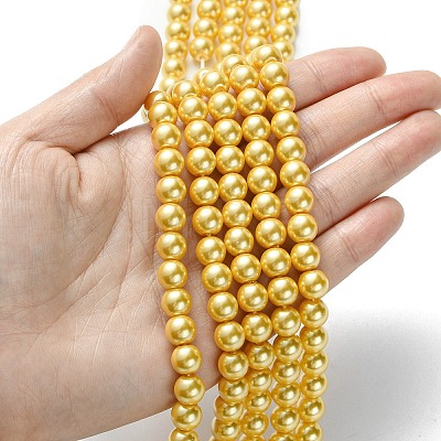 Eco-Friendly Glass Pearl Beads Strands HY-A008-8mm-RB112-1