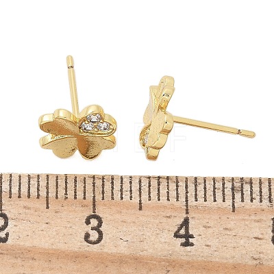 Brass Clover Stud Earrings EJEW-R016-20G-1