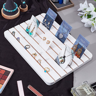 7-Slot Rectangle Wood Earring Display Card Stands EDIS-WH0021-37B-1